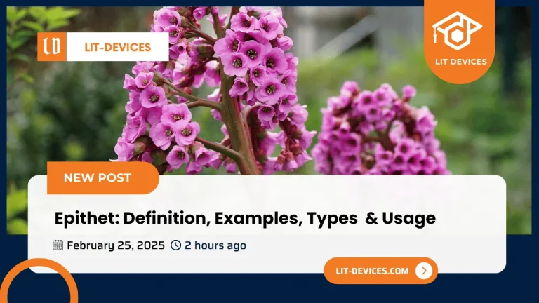 Image of epithet as a literary device with descriptive phrase example